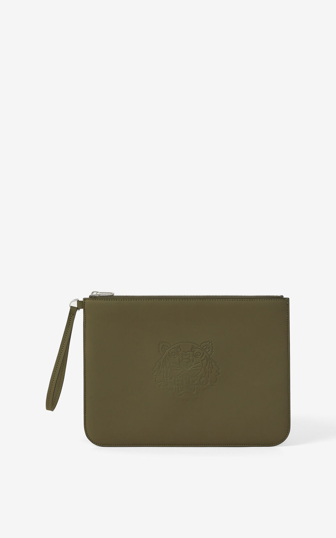 Pochette Kenzo Femme Preppy Tiger large Vert Olive IJQDP-3084